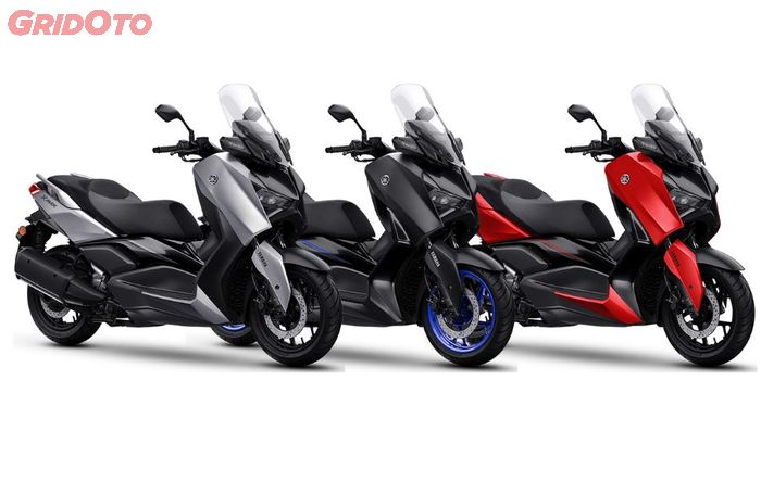 pilihan warna Yamaha XMAX 250 Connected terdiri dari Elixir Dark Silver, Premium Black, dan Luxury Red