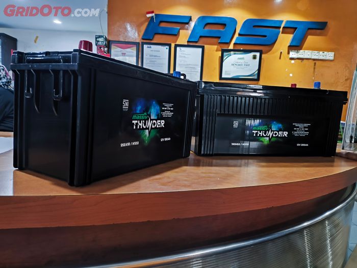 Kemasan aki Massiv Thunder Maintenance Free Big Type sudah diuji guncang tahan bocor