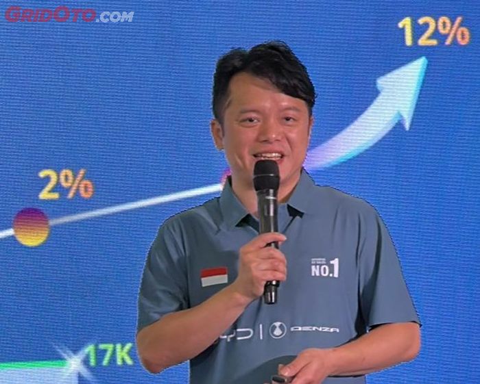 Eagle Zhao, President Director BYD Motor Indonesia di acara Media Gathering 2025