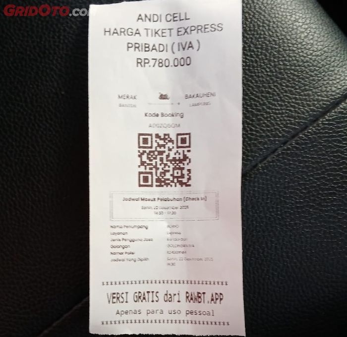 Lewat waktu itu tiket akan hangus