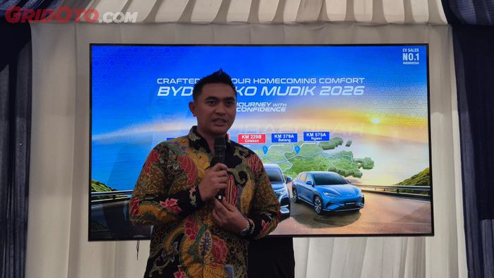 Ubaedilah saat acara pembukaan posko mudik BYD. 