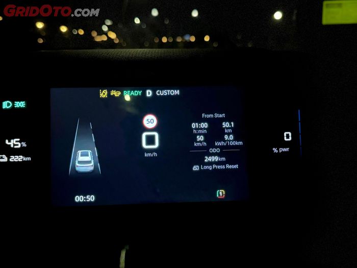 Konsumsi listrik MGS5 EV Magnify Max pada pengetesan rute Kombinasi