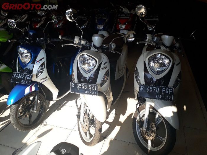 Beberapa unit Yamaha Fino di diler motor bekas Cendrawasih Motor, Jakarta Utara