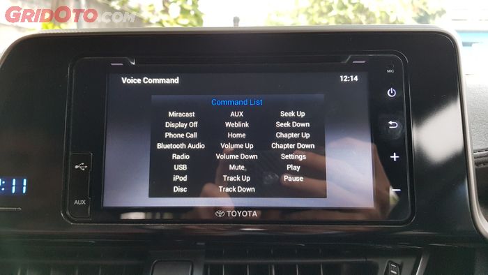 Tampilan Fugsi Menu Voice Command di Head Unit Toyota C-HR