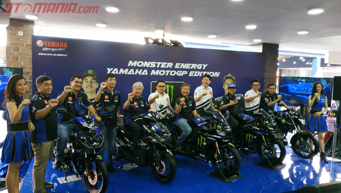 Yamaha segarkan 5 model kendaraannya dengan livery Monster Energy Yamaha MotoGP Edition di Kemayoran, Jakarta.