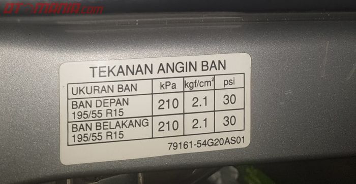 Ilustrasi informasi tekanan angin ban yang ideal