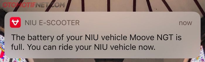 Ini salah satu notifikasi yang dilaporkan oleh aplikasi Niu E-Scooter, canggih!