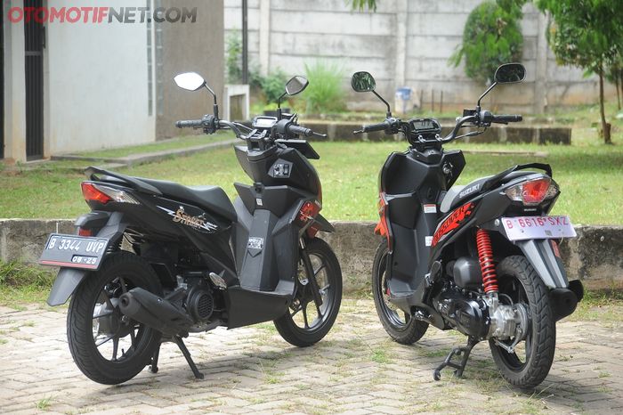 Sisi belakang Honda BeAT Street dibandingkan dengan Suzuki Nex II Crossover