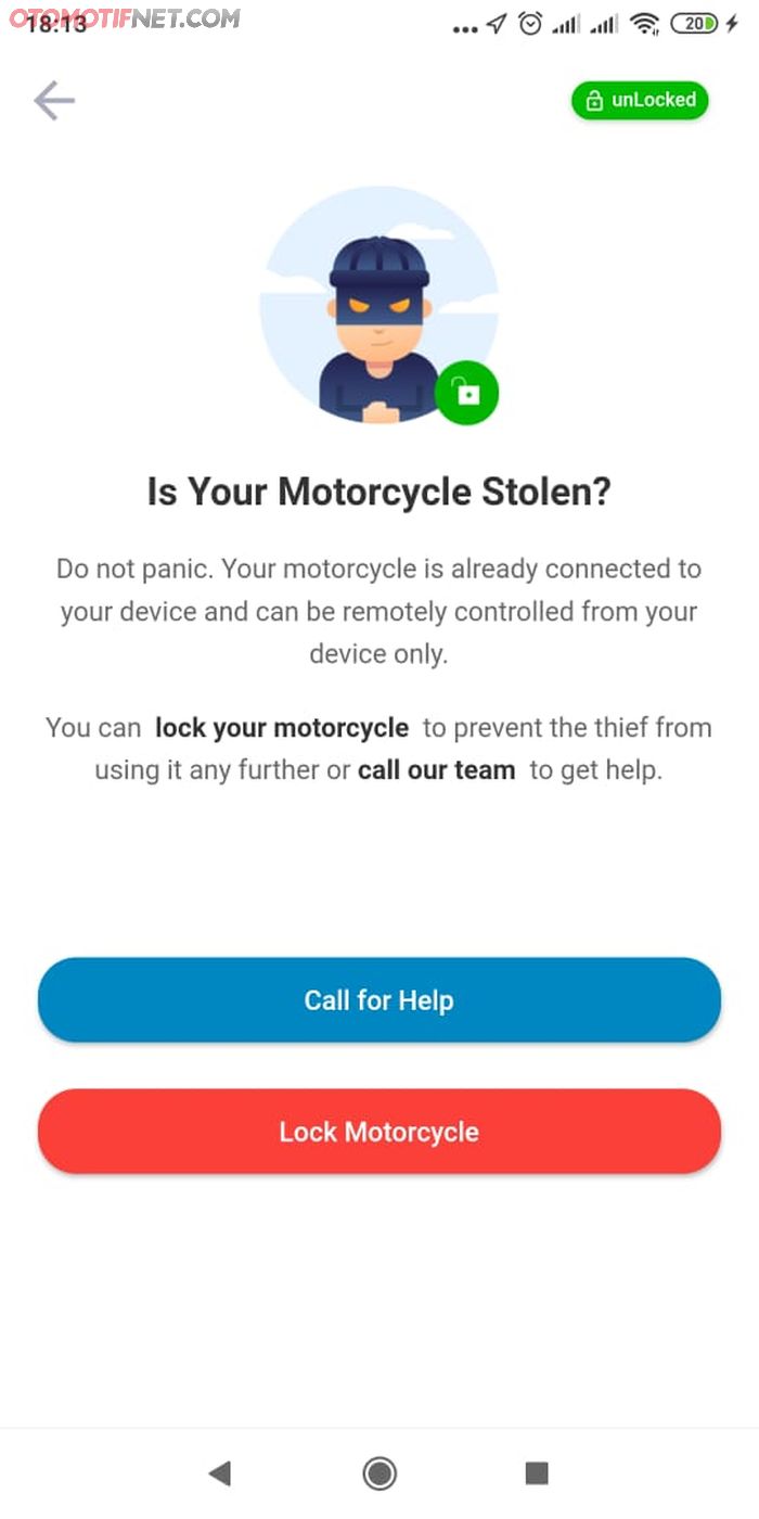 Jika Smoot Tempur dicuri, tekan saja tombol Lock Motorcycle di aplikasi Swap milik Smoot Tempur