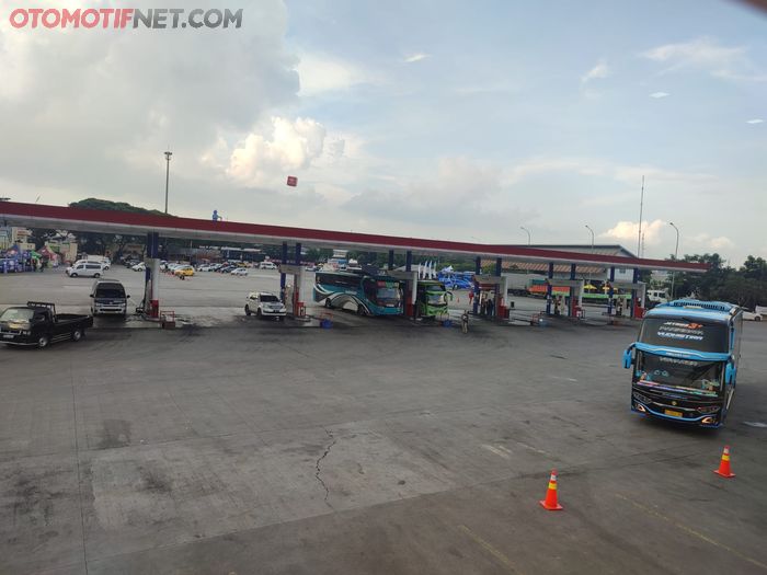 Kondisi SPBU khusus Bio Solar di rest area KM 57 terpantau lengang