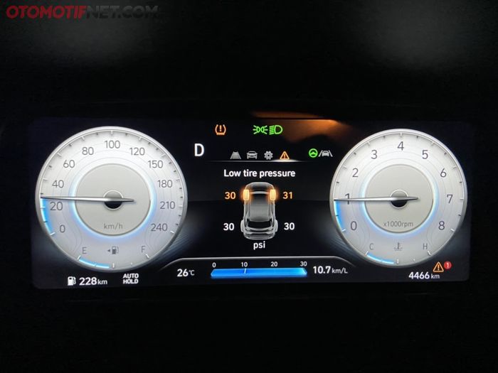 TPMS pada Instrumen Klaster Hyundai Creta Prime Menampilkan Warning Low Pressure
