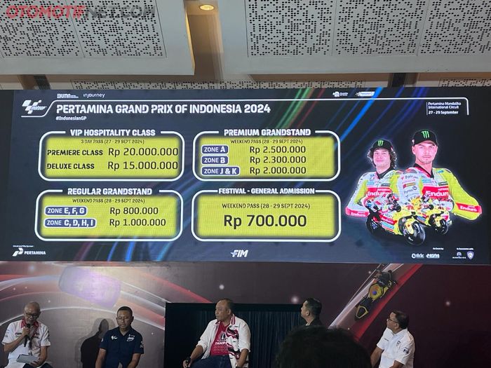 Daftar harga tiket MotoGP Indonesian Series 2024 di sirkuit Pertamina Mandalika 