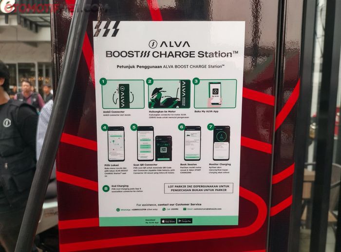 Tata cara pengisianb daya di Alva Boost Charge Station Pizza Hut Gatot Subroto