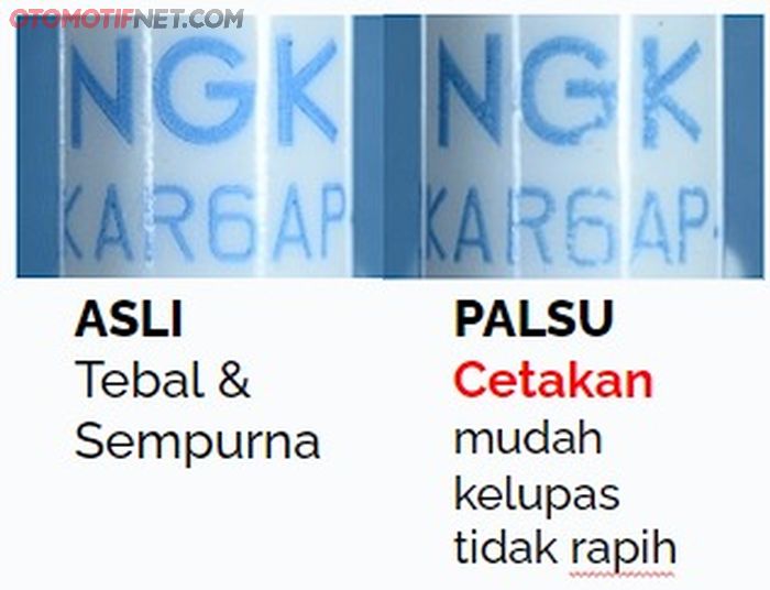 Dilihat, merek dan kode busi asli terlihat tebal dan sempurna