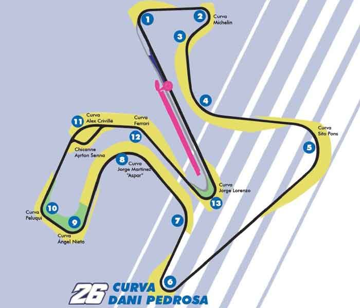 Layout sirkuit Jerez Angel Nieto di mana tikungan 6 pakai nama Dani Pedrosa
