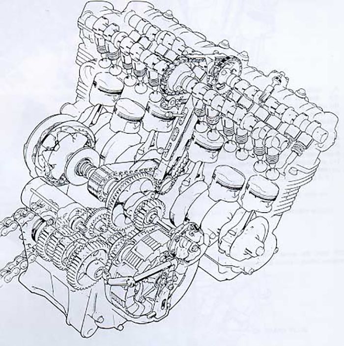 Mungkin mesin Honda CBX1000 dijadikan bahan ujian, sebutkan komponen-komponen di mesin ini!