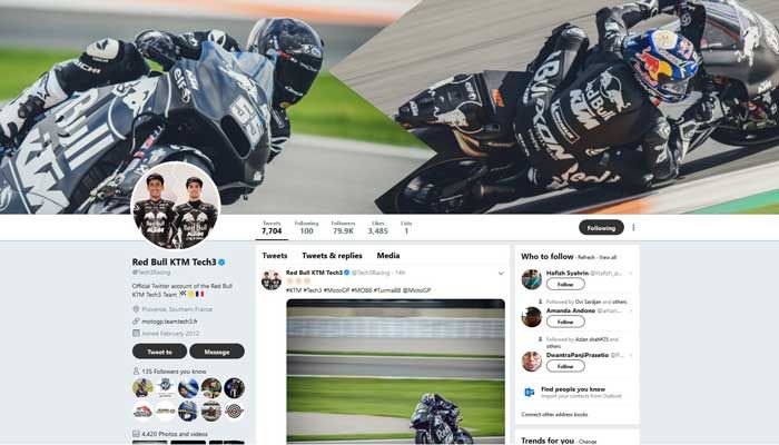 Nama Red Bull KTM Tech3 sudah nongol di frontpage Twitter akun @tech3racing