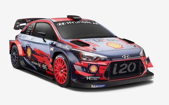 Hyundai i20 Coupe untuk WRC 2019 dilabur corak yang sedikit berbeda dari tahun sebelumnya
