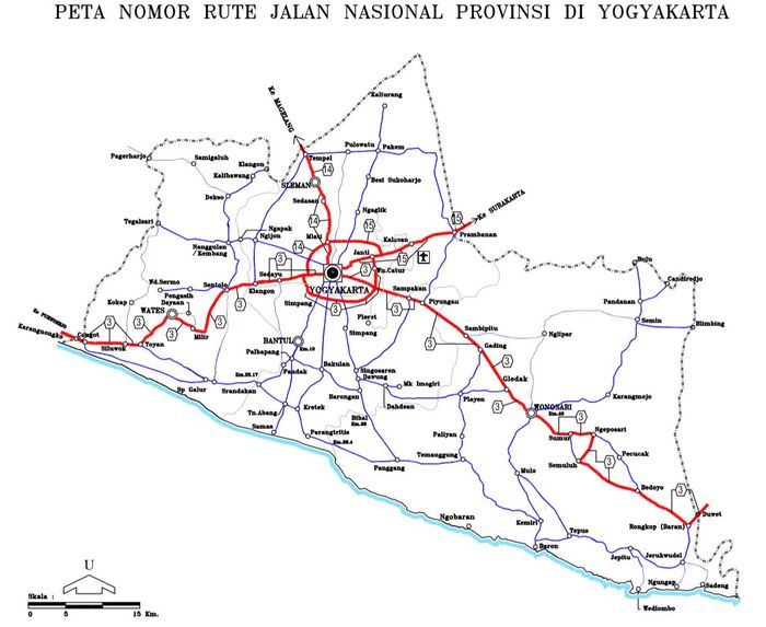 Nomor Rute Jalan Nasional di DI Yogyakarta