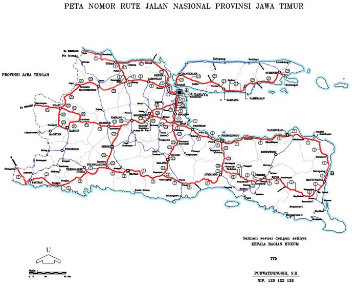 Nomor Rute Jalan Nasional di Jawa Timur