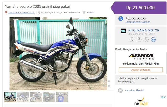 Yamaha Scorpio tahun 2005.