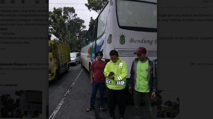 Kecelakaan antara bus Bandung Express dan Efisiensi  