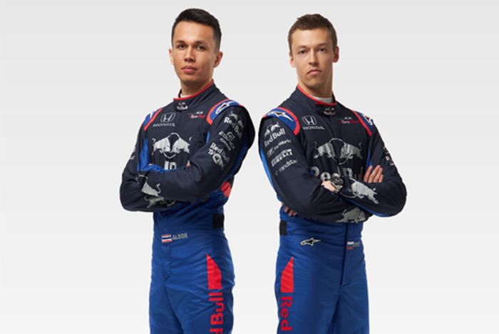Alexander Albon (kiri), rookie F1 berdarah Inggris-Thailand, dan Daniil Kvyat.