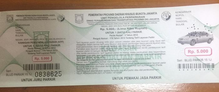 Tarif Parkir Resmi dari Pemprov DKI Jakarta