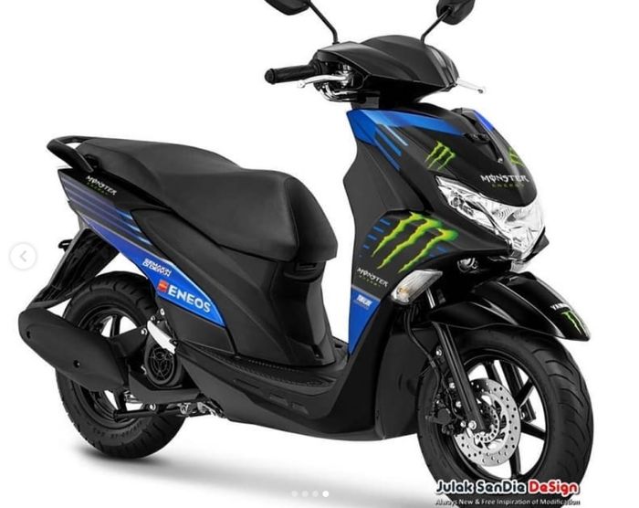 Modifikasi digital Yamaha FreeGO dengan Livery Monster Energy Yamaha MotoGP
