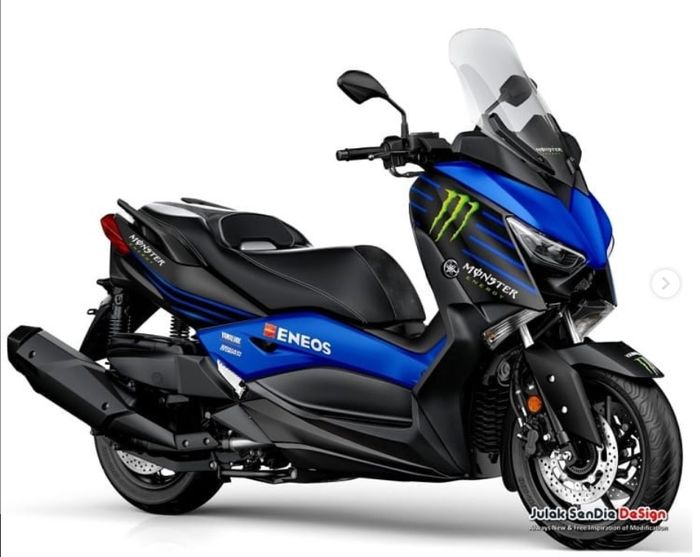 Modifikasi digital Yamaha XMAX dengan Livery Monster Energy Yamaha MotoGP