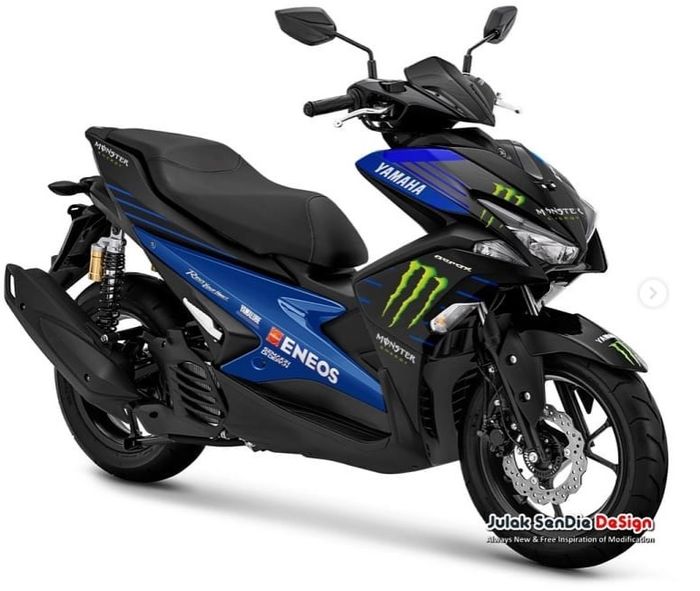 Modifikasi digital Yamaha Aerox dengan Livery Monster Energy Yamaha MotoGP