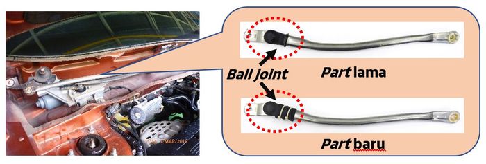 Front wiper link ball joint yang bakal diganti baru oleh Mitsubishi untuk Outlander Sport