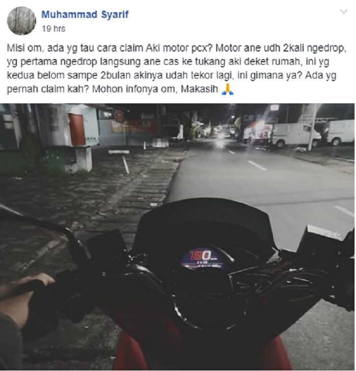 Muhammad Syarif mengaku Honda PCX miliknya 2 kali tekor akinya