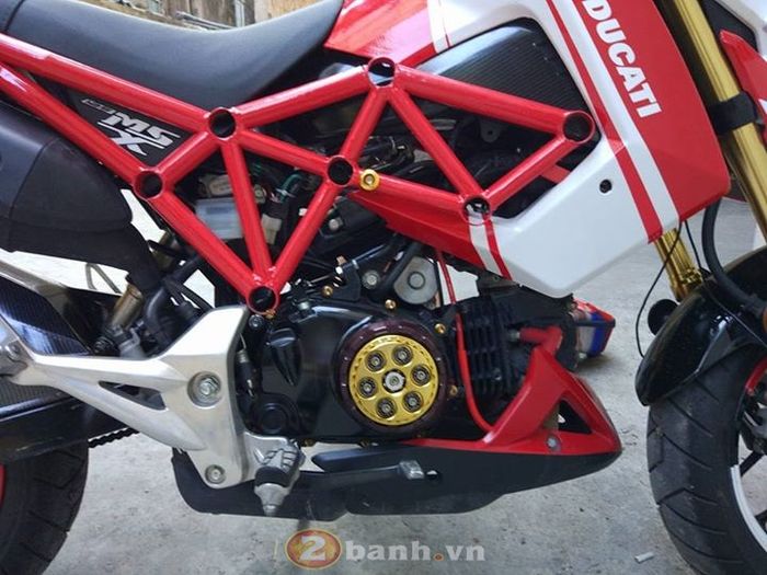 Pakai rangka tralis biar makin mirip motor Ducati, walaupun cuma aksesori