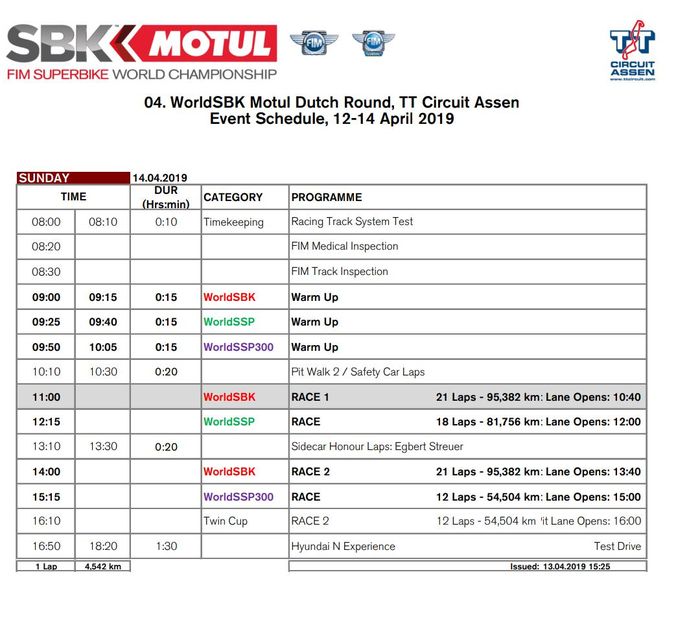 Jadwal baru WSBK Belanda