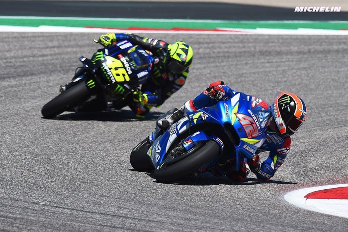 Alex Rins kalahkan Valentino Rossi cetak kemenangan di MotoGP Amerika Serikat 2019