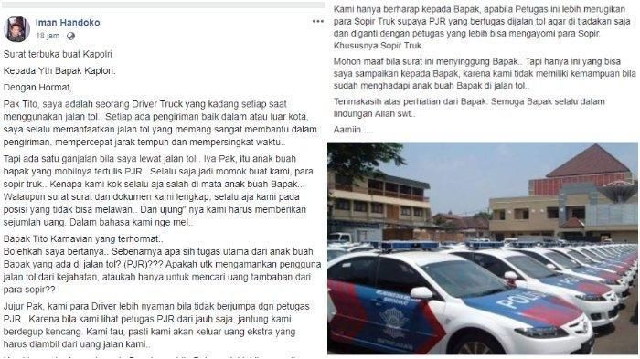 Surat terbuka sopir truk untuk Kapolri Tito Karnavian