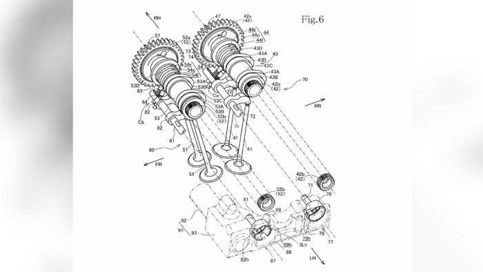 Gambar paten katup variabel Honda yang mirip dengan VTEC