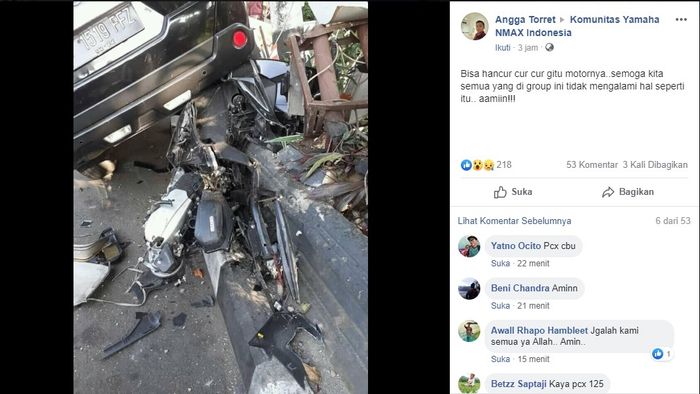 unggahan kecelakaan Honda PCX 150 di Jogjakarta