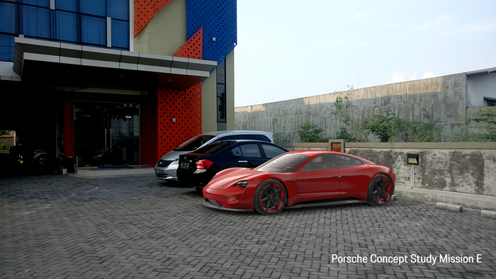 Porsche E Concept parkir dihalaman GridOto.com secara visual