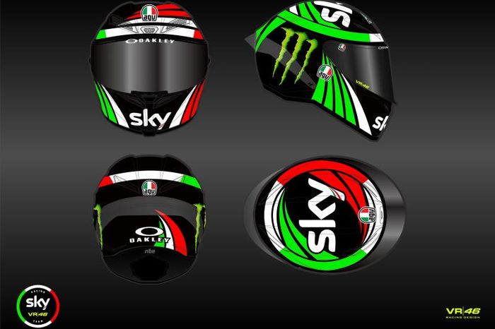 Tampilan helm yang akan dipakai Sky Racing Team VR46 di MotoGP Italia