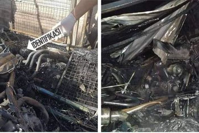 Beberapa penampakan motor yang hangus terbakar