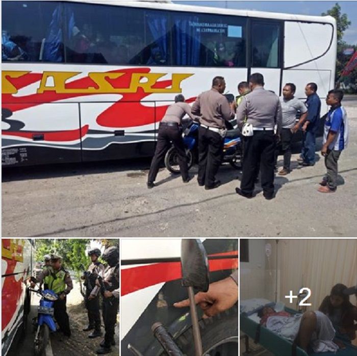 Pemotor terluka diserempet bus di Lumajang.