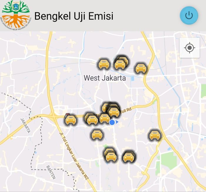 Tersedia fitur mencari lokasi bengkel terdekat untuk uji emisi di aplikasi e-Uji emisi.