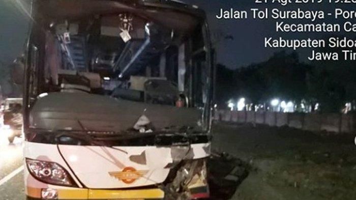 Bus PO Mila korban kecelakaan 5 kendaraan tabrakan beruntun di Tol Sidoarjo