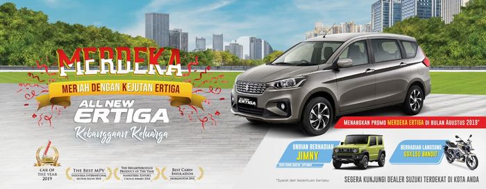 Promo MERDEKA Suzuki All New Ertiga Berhadiah langsung Suzuki Bandit dan undian Jimny