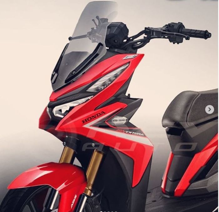 Desain depan Honda BeAT ADVentura, dilengkapi upside down dan windshield