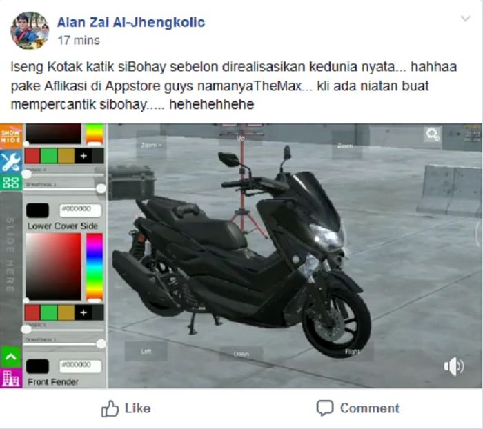 Unggahan Alan di Facebook