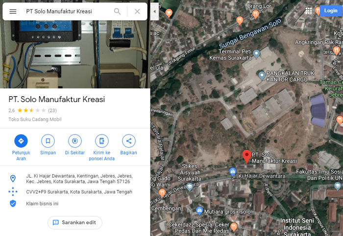 Toko suku cadang PT Solo Manufaktur Kreasi berdasar Google Maps