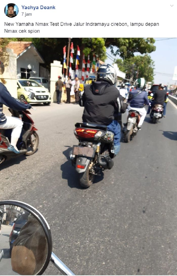 Unggahan akun Facebook yang menunjukkan Yamaha NMAX facelift terciduk dites jalan